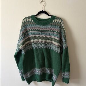 ARULA Green Patterned Women's Crewneck Sweater